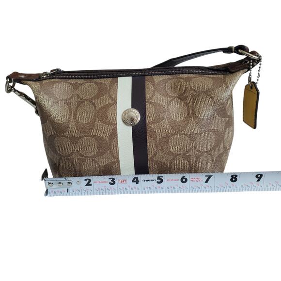 Coach Signature Stripe Coated Canvas Mini Top Handle Bag - Picture 8 of 9
